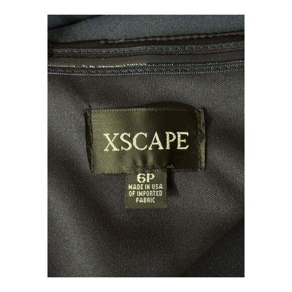 Xscape 4793XW Ruffle Patti Off the Shoulder Scuba Knit Gown dress blue size 6P - Picture 7 of 8